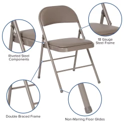 Emma+Oliver Emma And Oliver 4 Pack Double Braced Beige Vinyl Folding Chair -Zuo Modern Shop 5978479 ALT2