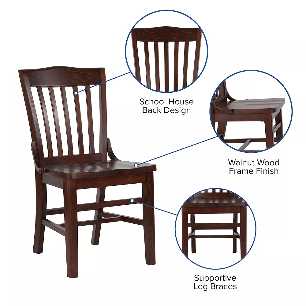 Emma+Oliver Emma And Oliver School House Back Walnut Wood Chair 5 Emma+Oliver Emma And Oliver School House Back Walnut Wood Chair - Image 3