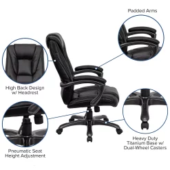 Emma+Oliver Emma And Oliver High Back Black LeatherSoft Layered Ergonomic Office Chair With Smoke Metal Base -Zuo Modern Shop 5978494 ALT2