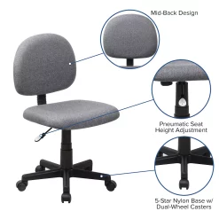 Emma+Oliver Emma And Oliver Low Back Black Fabric Swivel Task Office Chair -Zuo Modern Shop 5978561 ALT2