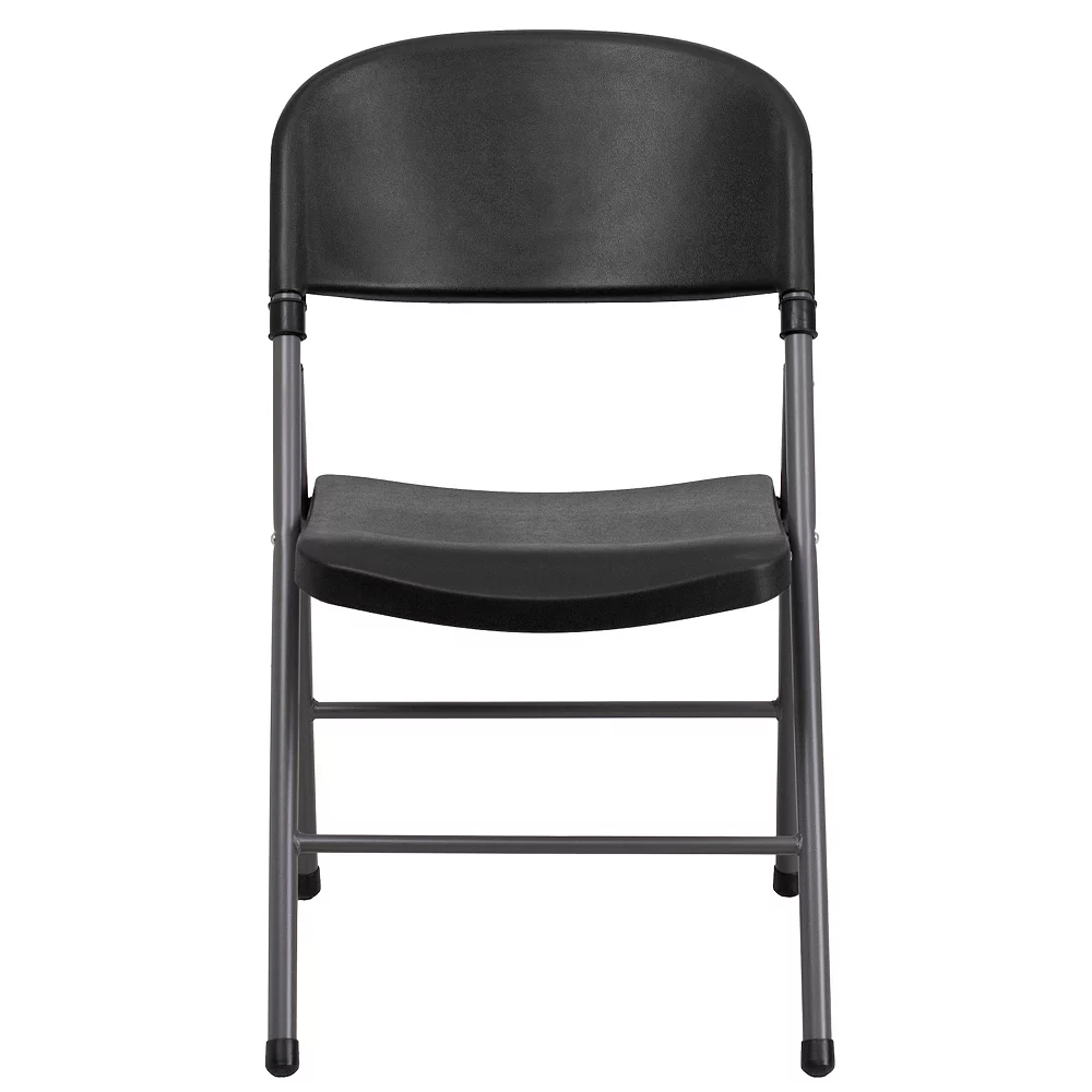 Emma+Oliver Emma And Oliver 6 Pack 330 Lb. Capacity Black Plastic Folding Chair - Charcoal Frame - Event Chair 5 Emma+Oliver Emma And Oliver 6 Pack 330 Lb. Capacity Black Plastic Folding Chair - Charcoal Frame - Event Chair - Image 3