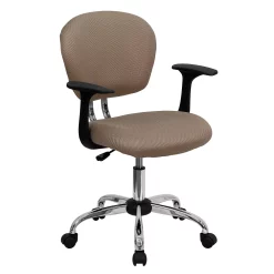 Emma+Oliver Emma And Oliver Mid-Back Coffee Brown Mesh Padded Swivel Task Office Chair With Arms