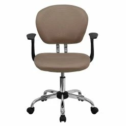 Emma+Oliver Emma And Oliver Mid-Back Coffee Brown Mesh Padded Swivel Task Office Chair With Arms -Zuo Modern Shop 5978607 ALT2