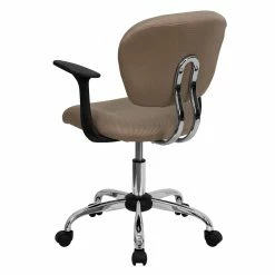 Emma+Oliver Emma And Oliver Mid-Back Coffee Brown Mesh Padded Swivel Task Office Chair With Arms -Zuo Modern Shop 5978607 ALT3