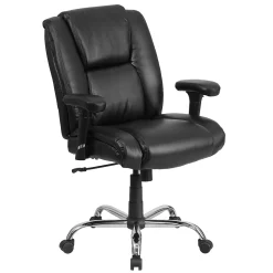 Emma+Oliver Emma And Oliver 400 Lb. Big & Tall Black LeatherSoft Task Adjustable Arm Ergonomic Office Chair