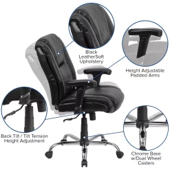 Emma+Oliver Emma And Oliver 400 Lb. Big & Tall Black LeatherSoft Task Adjustable Arm Ergonomic Office Chair 8 Emma+Oliver Emma And Oliver 400 Lb. Big & Tall Black LeatherSoft Task Adjustable Arm Ergonomic Office Chair -Zuo Modern Shop 5978612 ALT2