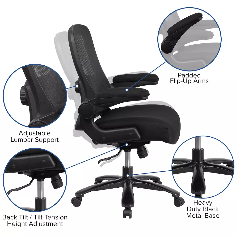 Emma+Oliver Emma And Oliver Big & Tall Black Mesh Executive Swivel Office Chair With Lumbar And Back Support 5 Emma+Oliver Emma And Oliver Big & Tall Black Mesh Executive Swivel Office Chair With Lumbar And Back Support - Image 3