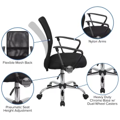 Emma+Oliver Emma And Oliver Mid-Back Black Mesh Swivel Task Office Chair With Lumbar Support Band 8 Emma+Oliver Emma And Oliver Mid-Back Black Mesh Swivel Task Office Chair With Lumbar Support Band -Zuo Modern Shop 5978621 ALT2