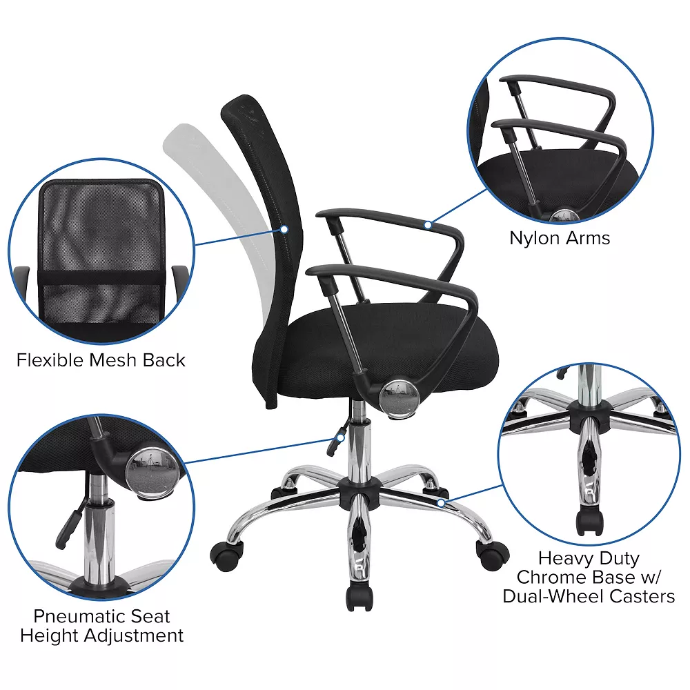 Emma+Oliver Emma And Oliver Mid-Back Black Mesh Swivel Task Office Chair With Lumbar Support Band 5 Emma+Oliver Emma And Oliver Mid-Back Black Mesh Swivel Task Office Chair With Lumbar Support Band - Image 3