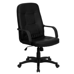 Emma+Oliver Emma And Oliver High Back Black Glove Vinyl Executive Swivel Office Chair With Arms