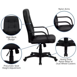 Emma+Oliver Emma And Oliver High Back Black Glove Vinyl Executive Swivel Office Chair With Arms -Zuo Modern Shop 5978681 ALT2