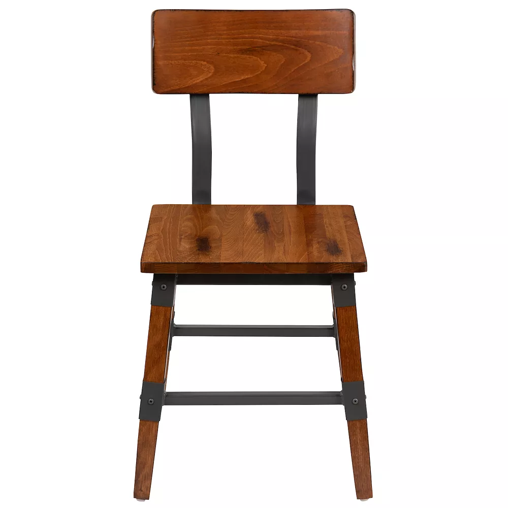 Emma+Oliver Emma And Oliver 4 Pack Commercial Grade Rustic Antique Walnut Industrial Style Wood Dining Chair 6 Emma+Oliver Emma And Oliver 4 Pack Commercial Grade Rustic Antique Walnut Industrial Style Wood Dining Chair - Image 4