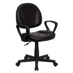 Emma+Oliver Emma And Oliver Mid-Back Black LeatherSoft Swivel Ergonomic Office Chair - Back Adjustment