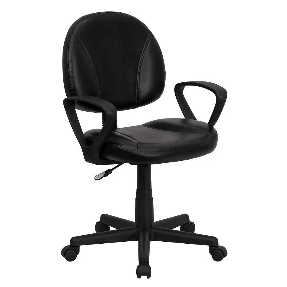 Emma+Oliver Emma And Oliver Mid-Back Black LeatherSoft Swivel Ergonomic Office Chair - Back Adjustment 3 Emma+Oliver Emma And Oliver Mid-Back Black LeatherSoft Swivel Ergonomic Office Chair - Back Adjustment