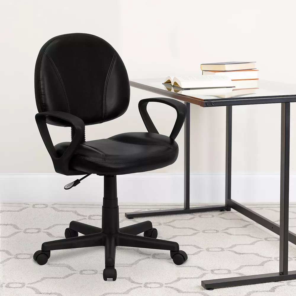 Emma+Oliver Emma And Oliver Mid-Back Black LeatherSoft Swivel Ergonomic Office Chair - Back Adjustment 4 Emma+Oliver Emma And Oliver Mid-Back Black LeatherSoft Swivel Ergonomic Office Chair - Back Adjustment - Image 2