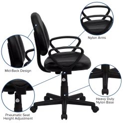 Emma+Oliver Emma And Oliver Mid-Back Black LeatherSoft Swivel Ergonomic Office Chair - Back Adjustment 8 Emma+Oliver Emma And Oliver Mid-Back Black LeatherSoft Swivel Ergonomic Office Chair - Back Adjustment -Zuo Modern Shop 5978720 ALT2