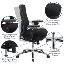 Emma+Oliver Emma And Oliver 24/7 350 Lb. Big & Tall Black Mesh Synchro-Tilt Swivel Ergonomic Office Chair -Zuo Modern Shop 5978739 ALT2