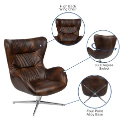 Emma+Oliver Emma And Oliver Home And Office Retro Bomber Jacket LeatherSoft Swivel Wing Accent Chair 8 Emma+Oliver Emma And Oliver Home And Office Retro Bomber Jacket LeatherSoft Swivel Wing Accent Chair -Zuo Modern Shop 5979191 ALT2