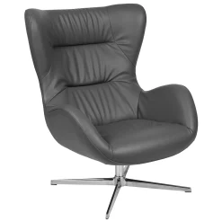 Emma+Oliver Emma And Oliver Home And Office Retro Bomber Jacket LeatherSoft Swivel Wing Accent Chair