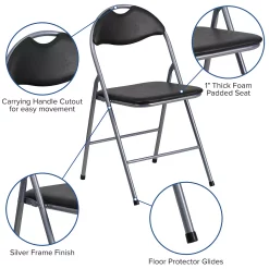 Emma+Oliver Emma And Oliver 2 Pack Black Vinyl Metal Folding Chair With Carrying Handle 8 Emma+Oliver Emma And Oliver 2 Pack Black Vinyl Metal Folding Chair With Carrying Handle -Zuo Modern Shop 5979649 ALT2