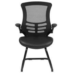 Emma+Oliver Emma And Oliver Black Mesh Sled Base Side Reception Chair With Flip-Up Arms-Office Waiting Room 9 Emma+Oliver Emma And Oliver Black Mesh Sled Base Side Reception Chair With Flip-Up Arms-Office Waiting Room -Zuo Modern Shop 5985667 ALT3