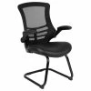 Emma+Oliver Emma And Oliver Black Mesh Sled Base Side Reception Chair With Flip-Up Arms-Office Waiting Room 2 Emma+Oliver Emma And Oliver Black Mesh Sled Base Side Reception Chair With Flip-Up Arms-Office Waiting Room -Zuo Modern Shop 5985667 Black Leathersoft