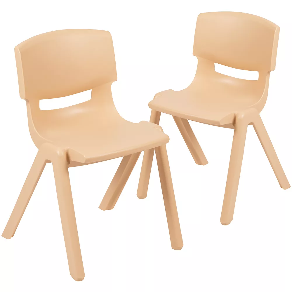 Emma+Oliver Emma And Oliver 2 Pack Natural Plastic Stack School Chair With 13.25"H Seat, K-2 School Chair 3 Emma+Oliver Emma And Oliver 2 Pack Natural Plastic Stack School Chair With 13.25"H Seat, K-2 School Chair