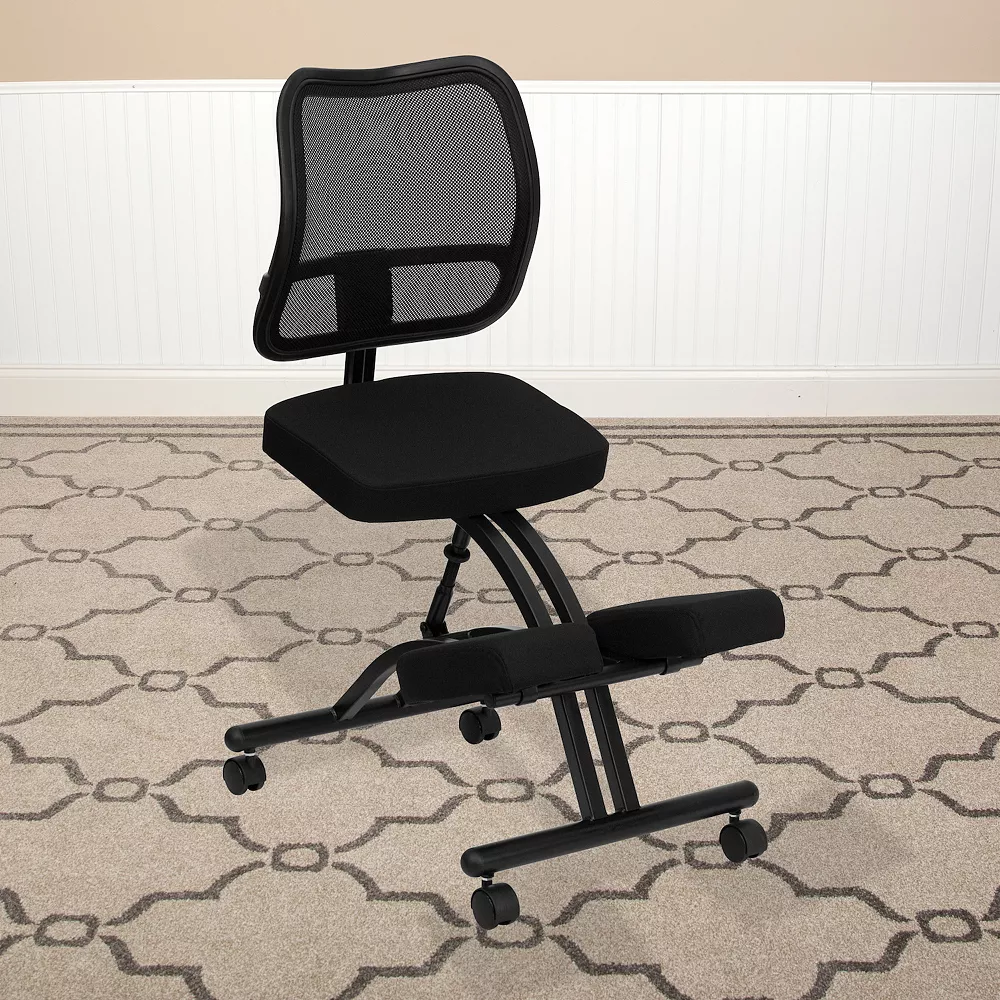 Emma+Oliver Emma And Oliver Mobile Ergonomic Kneeling Office Chair With Black Mesh Back 4 Emma+Oliver Emma And Oliver Mobile Ergonomic Kneeling Office Chair With Black Mesh Back - Image 2