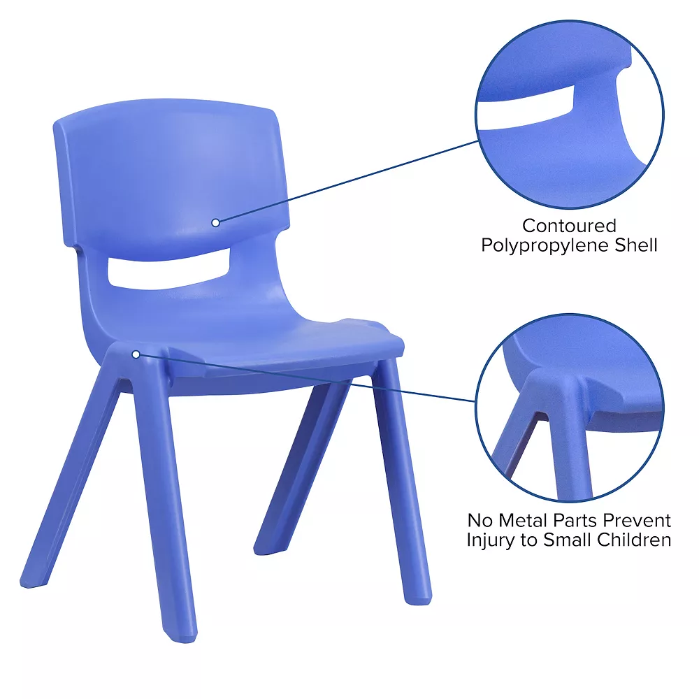 Emma+Oliver Emma And Oliver 4 Pack Blue Plastic Stack School Chair With 15.5"H Seat, 3rd-7th School Chair 5 Emma+Oliver Emma And Oliver 4 Pack Blue Plastic Stack School Chair With 15.5"H Seat, 3rd-7th School Chair - Image 3