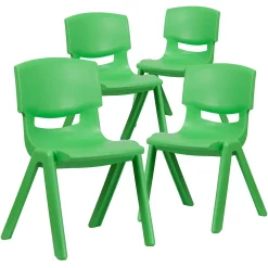 Emma+Oliver Emma And Oliver 4 Pack Blue Plastic Stack School Chair With 15.5"H Seat, 3rd-7th School Chair