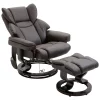 HOMCOM Massage Recliner And Ottoman PU Leisure Office Chair With 10 Vibration Points Adjustable Backrest Side Pocket And Remote Control For Office Living Room And Bedroom Brown -Zuo Modern Shop 6013975