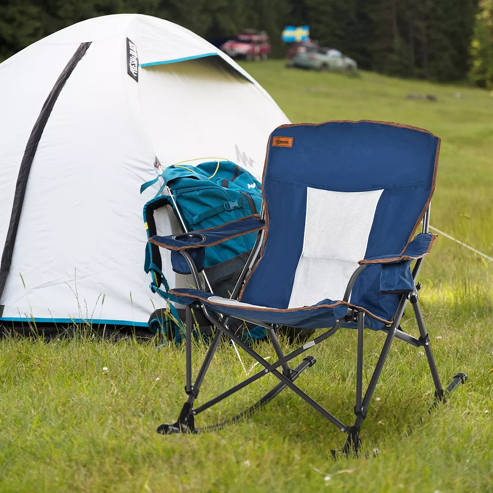 Outsunny Outdoor Folding Beach Camping Chair With Strong Steel Legs Side Cup Holder And Durable Oxford Fabric Blue 4 Outsunny Outdoor Folding Beach Camping Chair With Strong Steel Legs Side Cup Holder And Durable Oxford Fabric Blue - Image 2