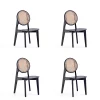 MANHATTAN COMFORT Versailles Round Dining Chair 4-piece Set -Zuo Modern Shop 6018574 Black Natural Cane