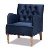 Baxton Studio Eri Tufted Arm Chair 1 Baxton Studio Eri Tufted Arm Chair -Zuo Modern Shop 6022456 Navy Blue Walnut Brown