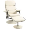 HOMCOM Recliner Chair With Ottoman Swivel PU Leather High Back Armchair W/ Footrest Stool 135 Degree Adjustable Backrest And Thick Foam Padding For Home Office Or Living Room Cream White -Zuo Modern Shop 6030810 Cream White