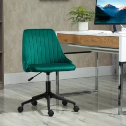 Vinsetto Mid Back Office Chair Velvet Fabric Swivel Scallop Shape Computer Desk Chair For Home Office Or Bedroom Grey -Zuo Modern Shop 6031110 ALT2