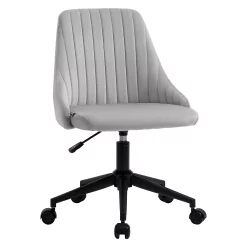 Vinsetto Mid Back Office Chair Velvet Fabric Swivel Scallop Shape Computer Desk Chair For Home Office Or Bedroom Grey