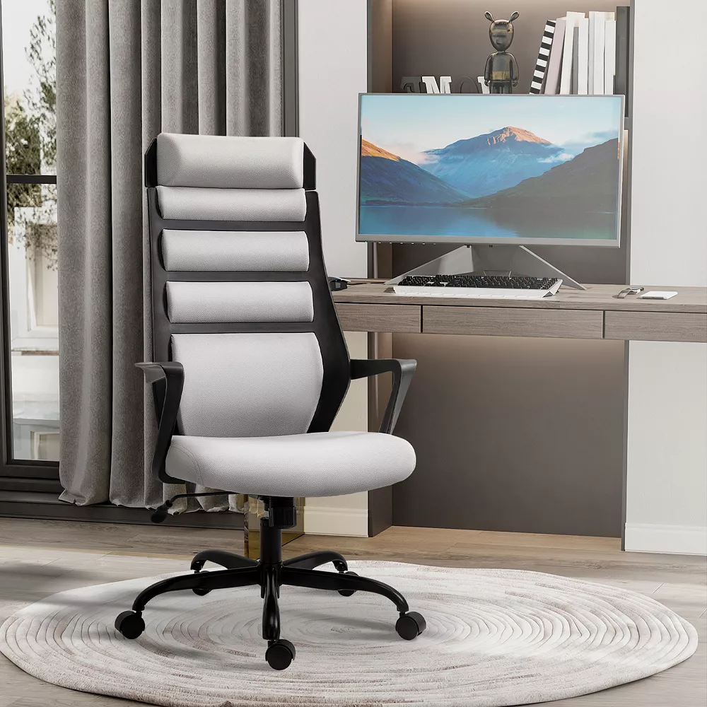 Vinsetto High Back Home Office Desk Chair With Spandex Fabric Thick Padding With 360 Swivel Wheels Grey 5 Vinsetto High Back Home Office Desk Chair With Spandex Fabric Thick Padding With 360 Swivel Wheels Grey - Image 3
