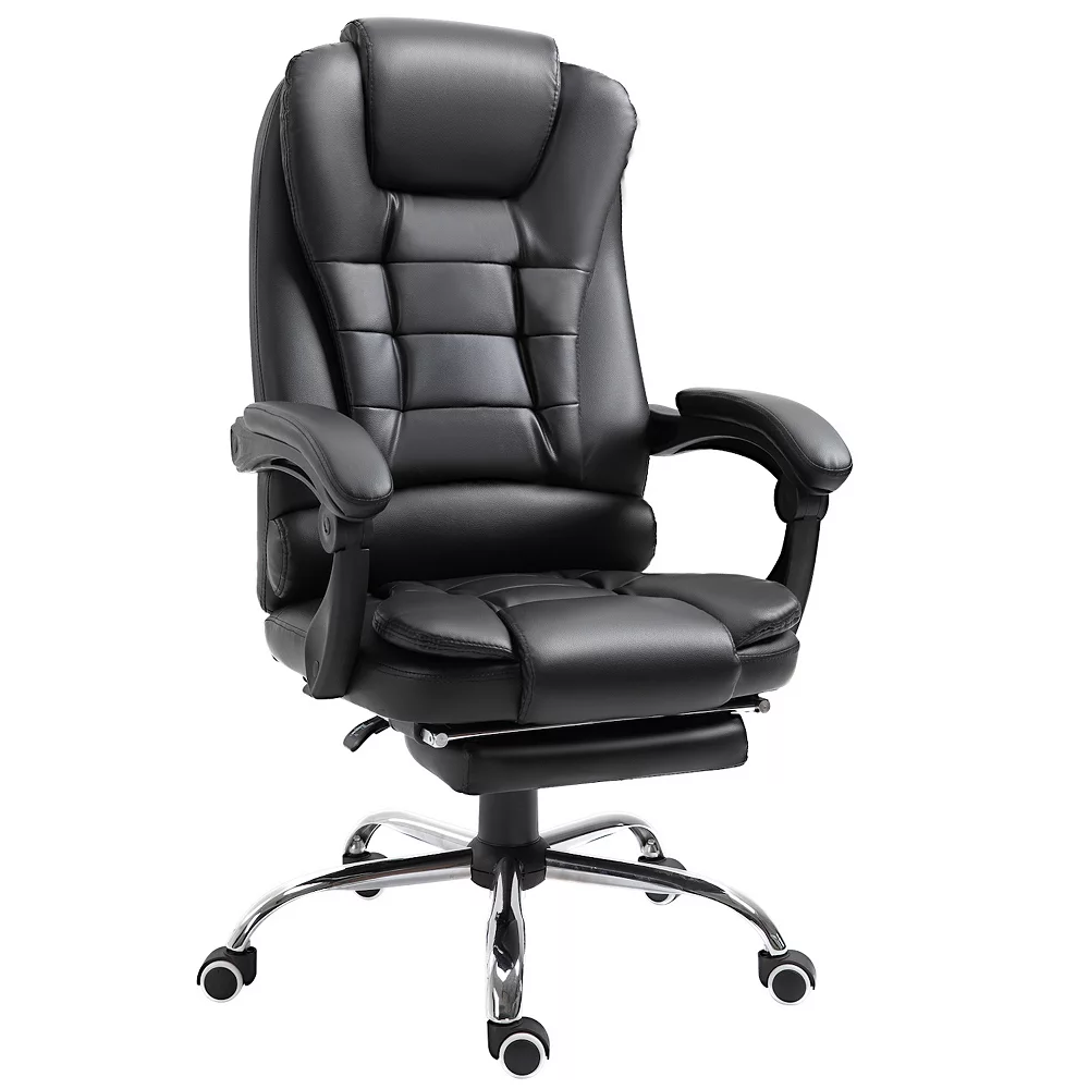 HOMCOM High Back Ergonomic Executive Office Chair PU Leather Computer Chair With Retractable Footrest Lumbar Support Padded Headrest And Armrest Dark Brown 4 HOMCOM High Back Ergonomic Executive Office Chair PU Leather Computer Chair With Retractable Footrest Lumbar Support Padded Headrest And Armrest Dark Brown - Image 2