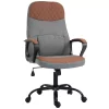 Vinsetto High Back Office Chair With 2 Point Lumbar Massage USB Power Faux Leather And Linen Fabric Brown And Grey -Zuo Modern Shop 6031594