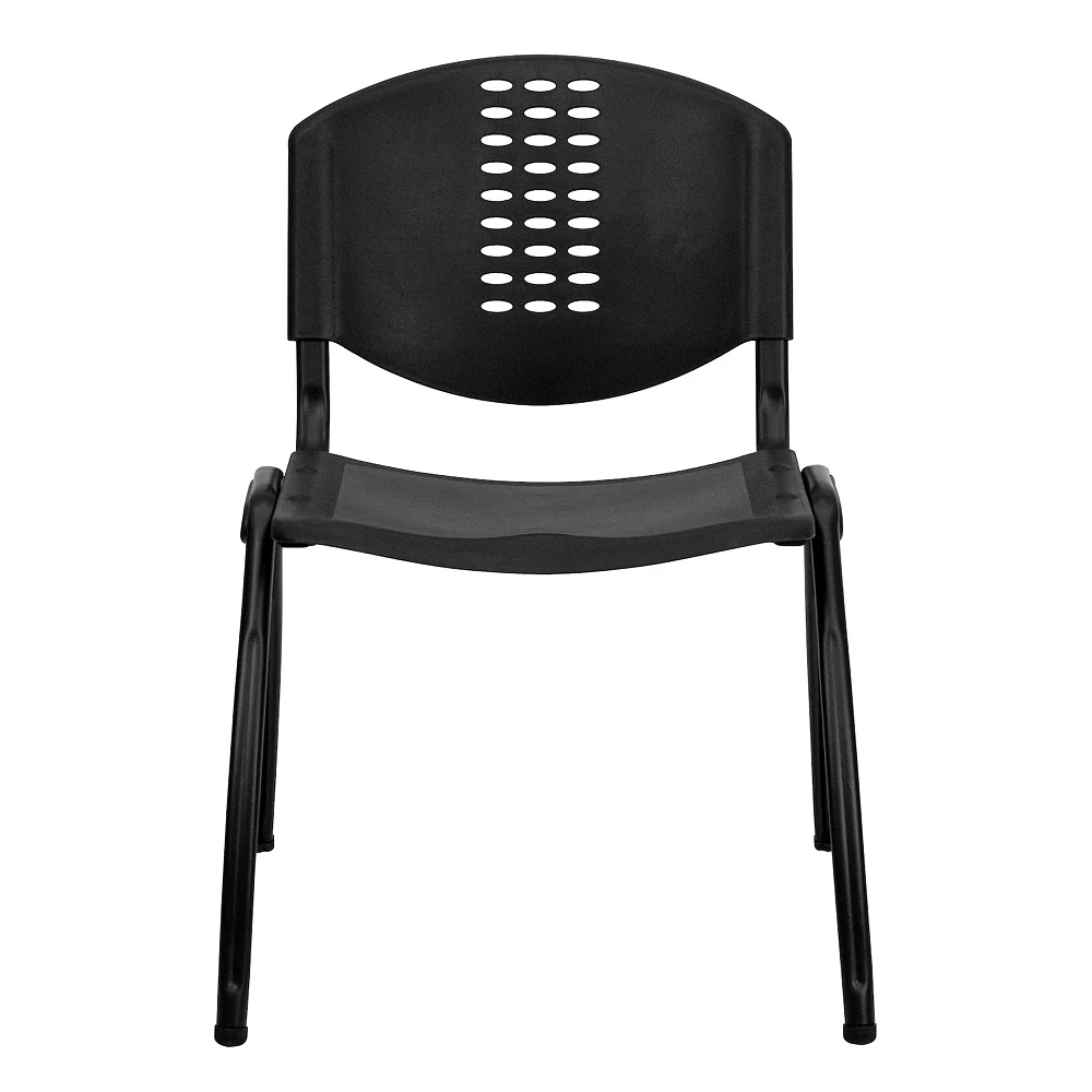 Emma+Oliver Emma And Oliver Black Plastic Office Side Stack Chair With Oval Cutout Back 6 Emma+Oliver Emma And Oliver Black Plastic Office Side Stack Chair With Oval Cutout Back - Image 4