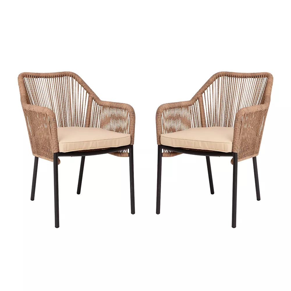 Emma+Oliver Emma And Oliver Talmadge Natural Woven All-Weather Outdoor Two-Piece Club Chair Set With Coordinating Ivory Cushions For Porch, Backyard And Patio 3 Emma+Oliver Emma And Oliver Talmadge Natural Woven All-Weather Outdoor Two-Piece Club Chair Set With Coordinating Ivory Cushions For Porch, Backyard And Patio