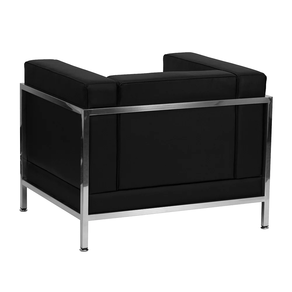 Emma+Oliver Emma And Oliver Contemporary Black LeatherSoft Modular Chair With Quilted Tufted Seat 4 Emma+Oliver Emma And Oliver Contemporary Black LeatherSoft Modular Chair With Quilted Tufted Seat - Image 2