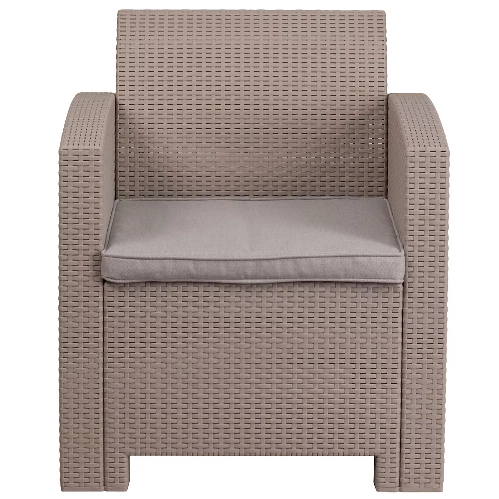 Emma+Oliver Emma And Oliver Light Gray Faux Rattan Chair With Light Gray Cushion 6 Emma+Oliver Emma And Oliver Light Gray Faux Rattan Chair With Light Gray Cushion - Image 4