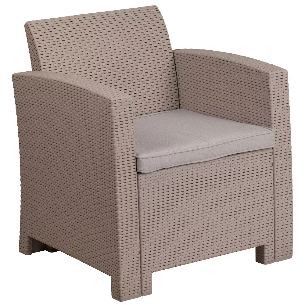 Emma+Oliver Emma And Oliver Light Gray Faux Rattan Chair With Light Gray Cushion 3 Emma+Oliver Emma And Oliver Light Gray Faux Rattan Chair With Light Gray Cushion