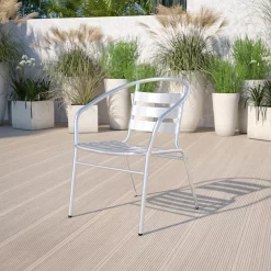 Emma+Oliver Emma And Oliver Aluminum Indoor-Outdoor Stack Chair With Triple Slat Back And Arms 7 Emma+Oliver Emma And Oliver Aluminum Indoor-Outdoor Stack Chair With Triple Slat Back And Arms -Zuo Modern Shop 6049122 ALT