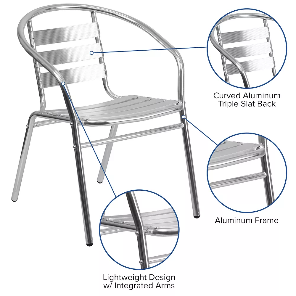 Emma+Oliver Emma And Oliver Aluminum Indoor-Outdoor Stack Chair With Triple Slat Back And Arms 5 Emma+Oliver Emma And Oliver Aluminum Indoor-Outdoor Stack Chair With Triple Slat Back And Arms - Image 3
