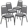 Emma+Oliver Emma And Oliver 4 Pack Trapezoid Banquet Stack Chair, 2.5" Seat - Gray Fabric/Silver Vein Frame 1 Emma+Oliver Emma And Oliver 4 Pack Trapezoid Banquet Stack Chair, 2.5" Seat - Gray Fabric/Silver Vein Frame -Zuo Modern Shop 6049126