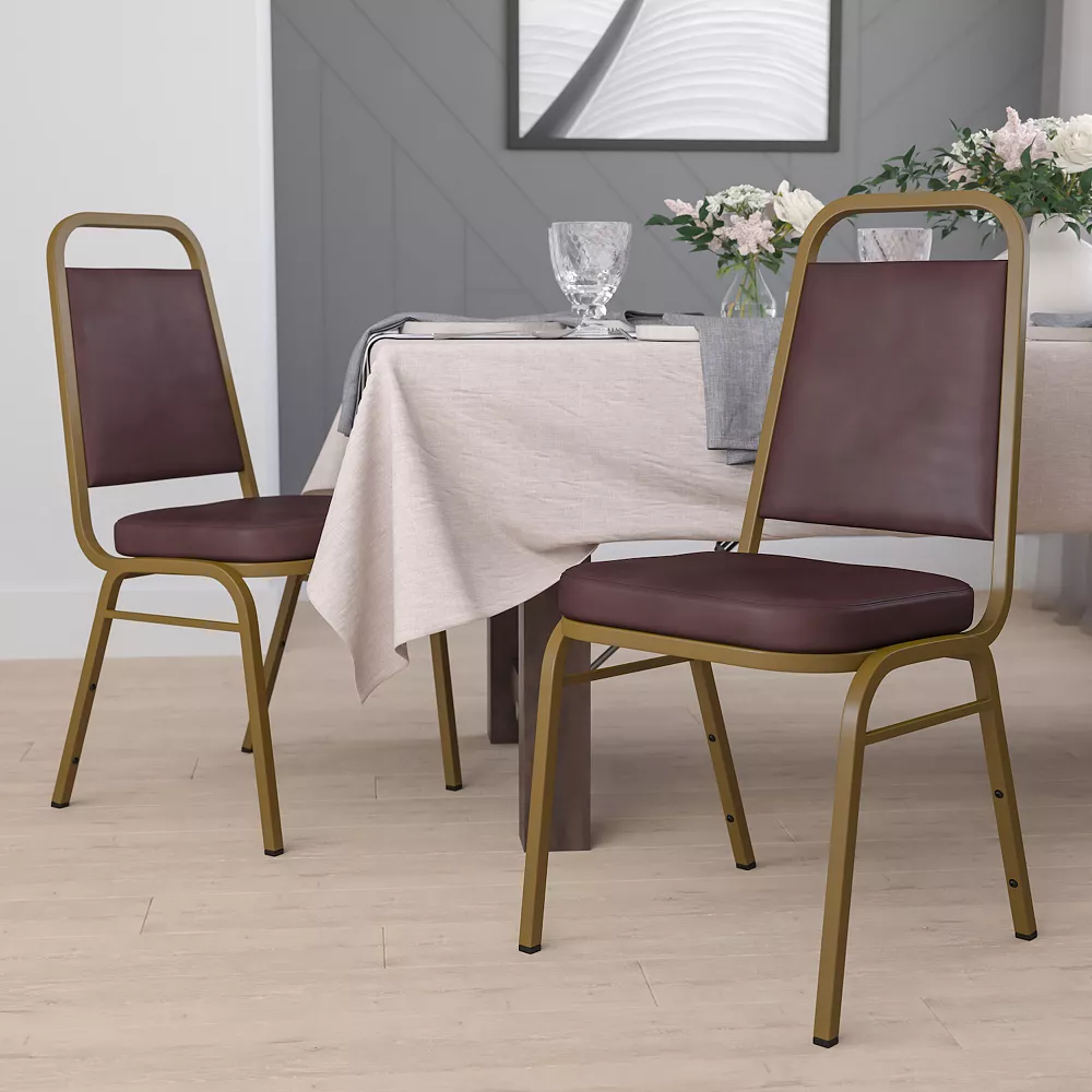 Emma+Oliver Emma And Oliver 4 Pack Trapezoid Banquet Stack Chair, 2.5" Seat - Gray Fabric/Silver Vein Frame 4 Emma+Oliver Emma And Oliver 4 Pack Trapezoid Banquet Stack Chair, 2.5" Seat - Gray Fabric/Silver Vein Frame - Image 2