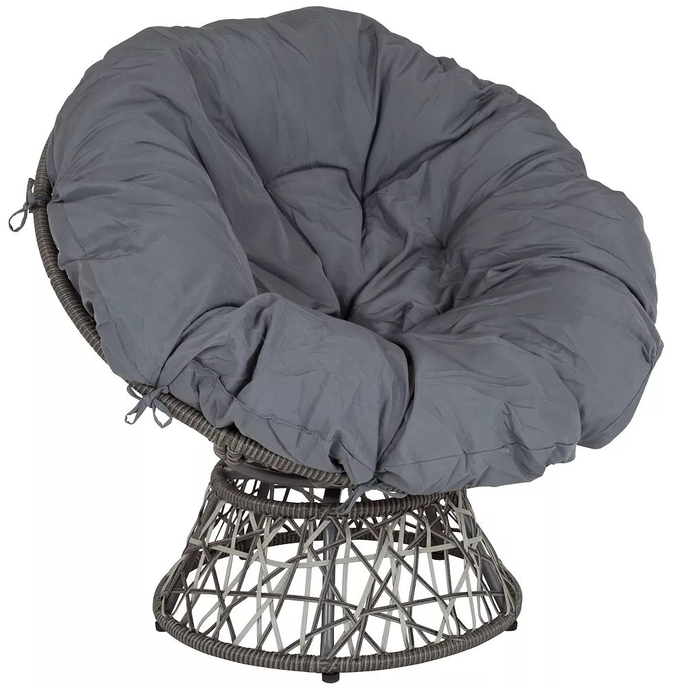Emma+Oliver Emma And Oliver Swivel Patio Chair With Dark Gray Cushion 3 Emma+Oliver Emma And Oliver Swivel Patio Chair With Dark Gray Cushion